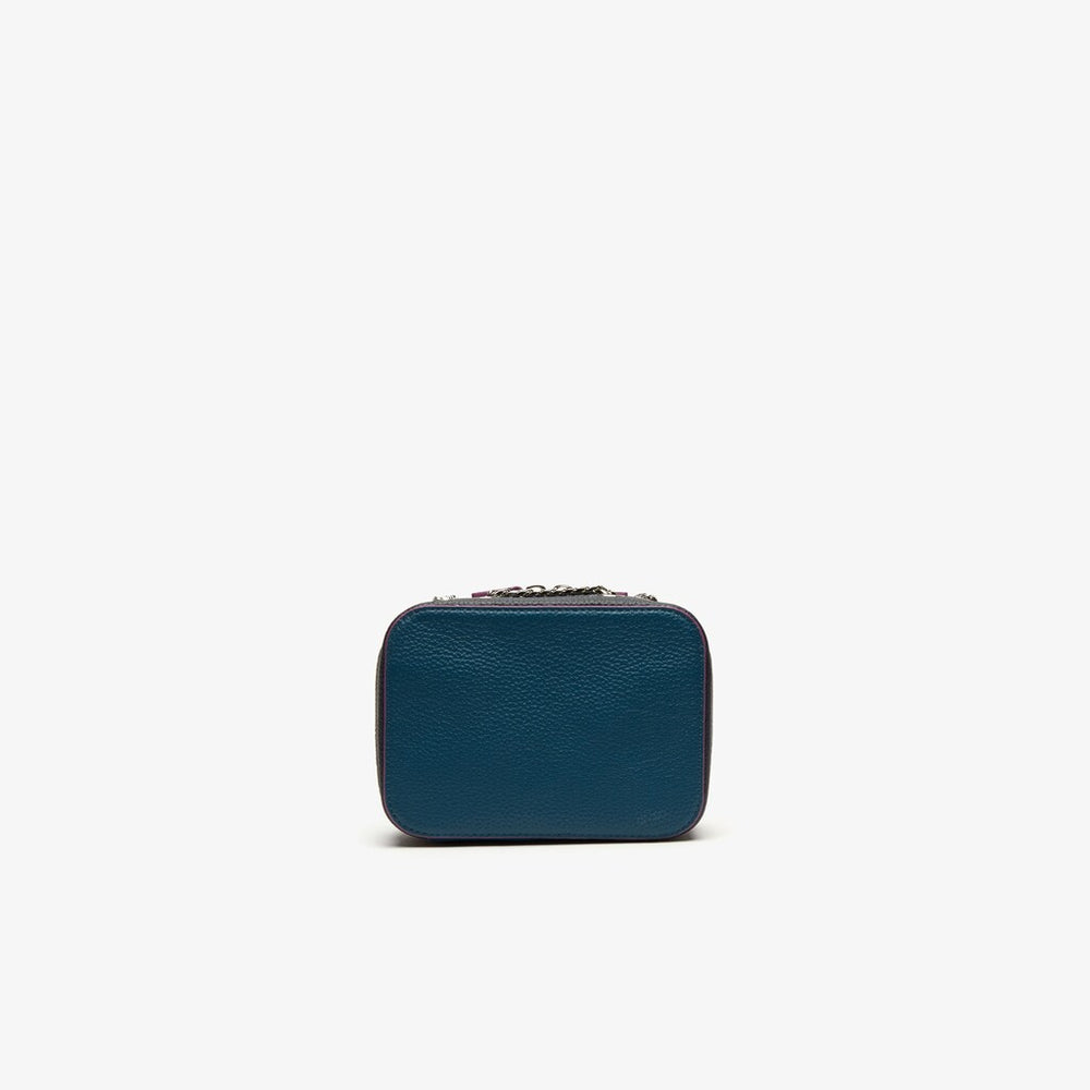Womens Wo  Croco Crew Tricolour Leather Zippered Shoulder Bag | Lacoste Legion Blue Peacoat Meado • D69