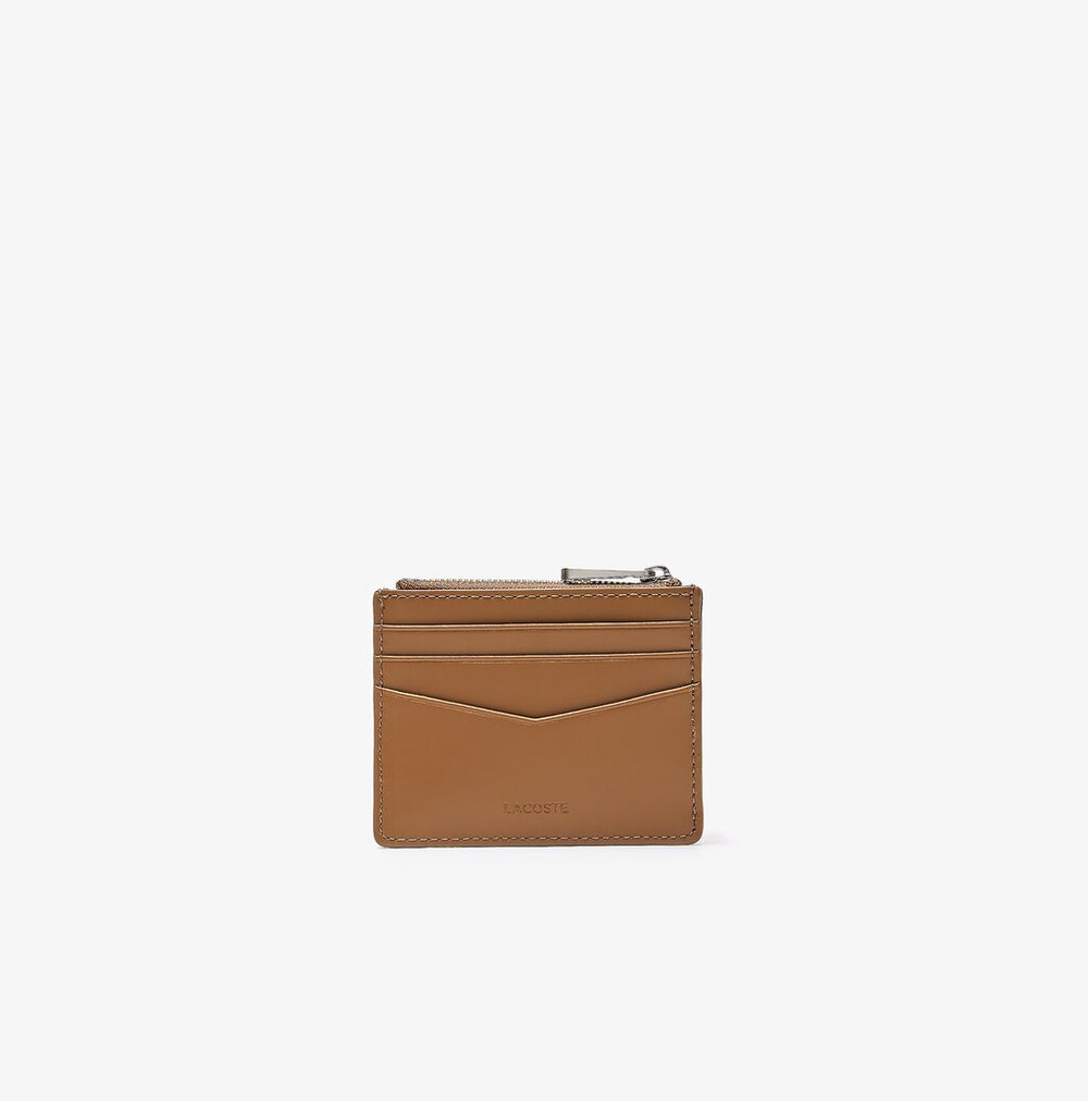 Mens   Chantaco Matte Piqué Leather Zip 6 Card Holder | Lacoste Otter • D54