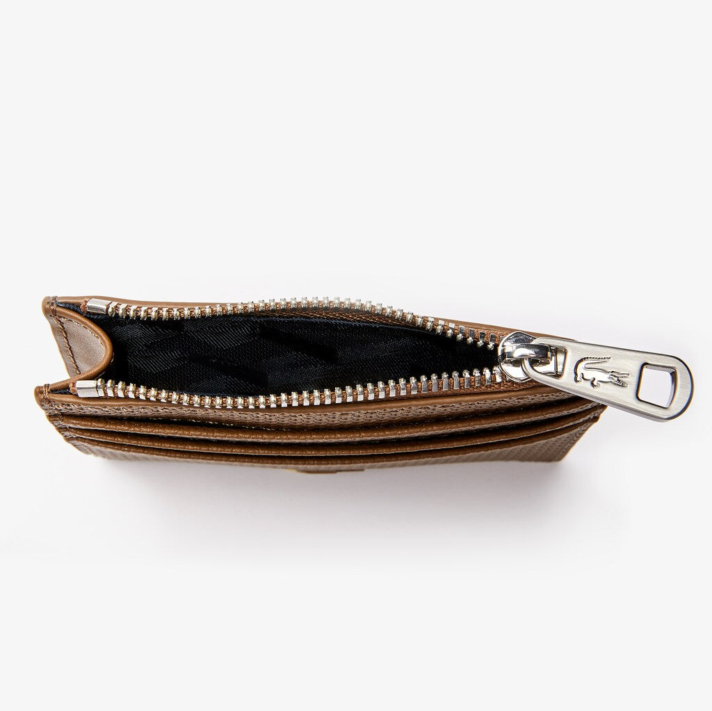 Mens   Chantaco Matte Piqué Leather Zip 6 Card Holder | Lacoste Otter • D54