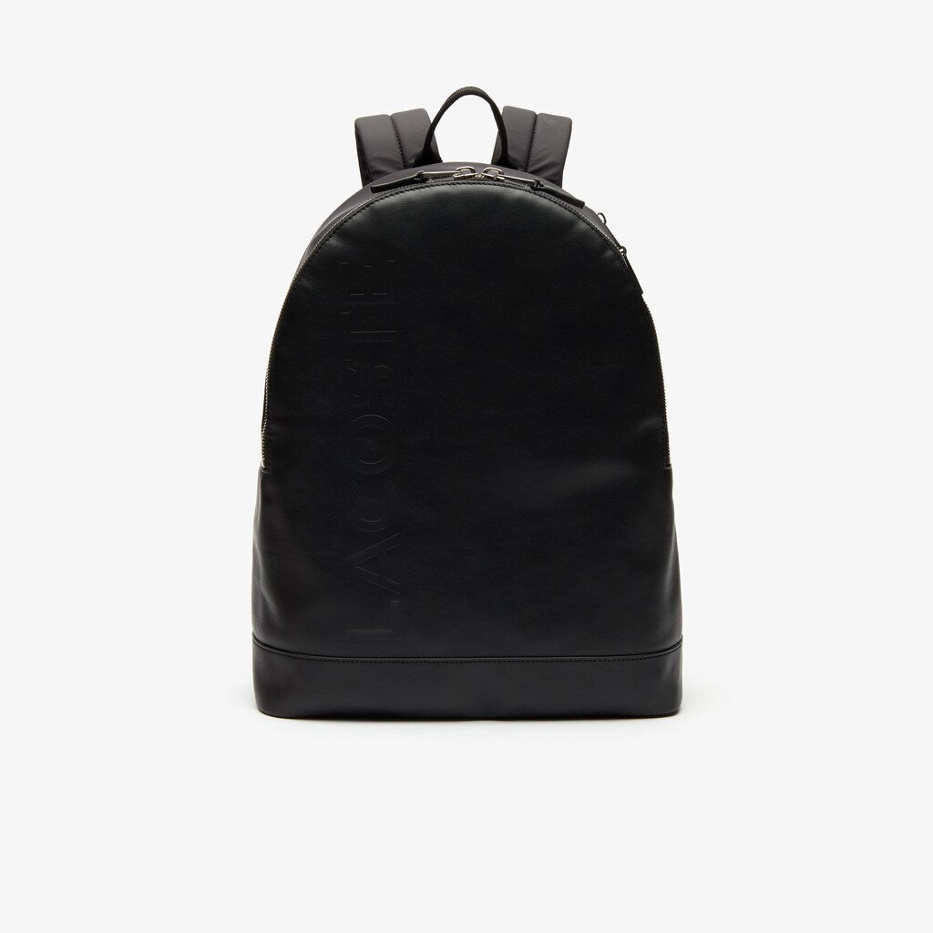 Mens   L.12.12 Signature Leather Zip Backpack | Lacoste Black • 000