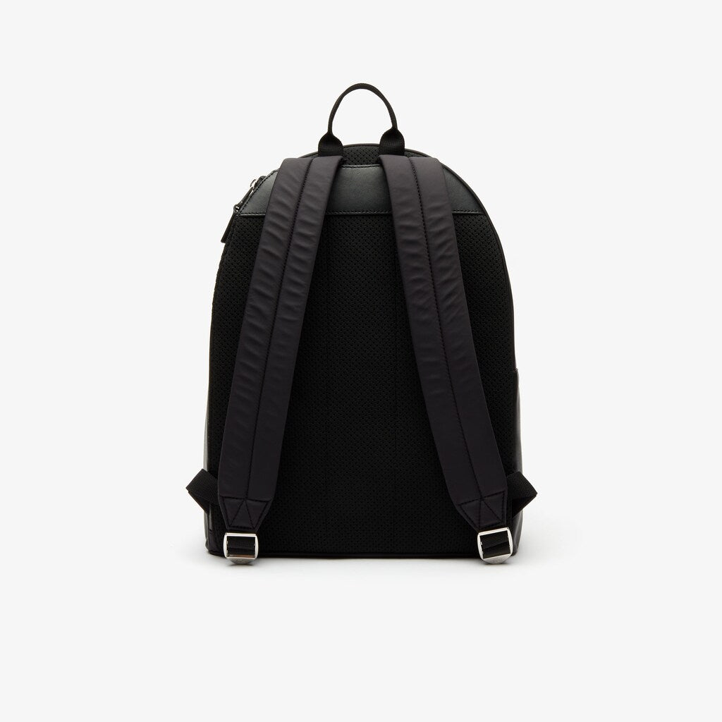 Mens   L.12.12 Signature Leather Zip Backpack | Lacoste Black • 000