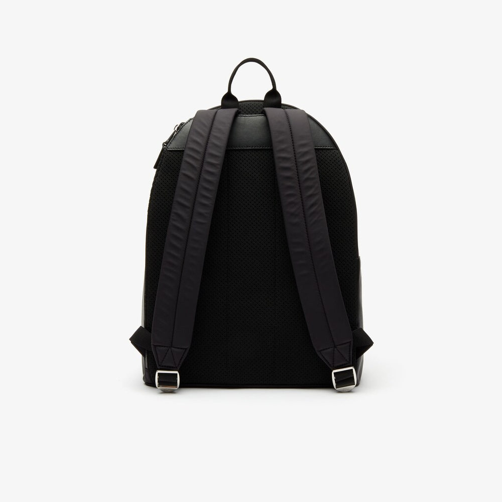Mens   L.12.12 Signature Leather Zip Backpack | Lacoste Black • 000