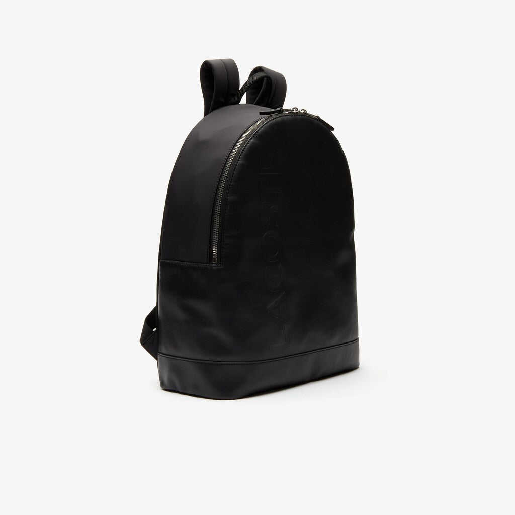 Mens   L.12.12 Signature Leather Zip Backpack | Lacoste Black • 000