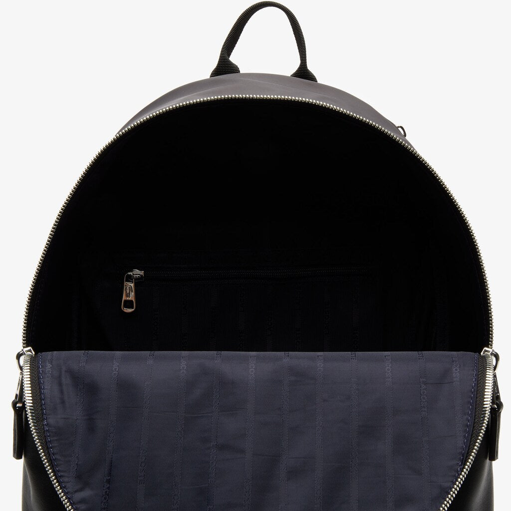 Mens   L.12.12 Signature Leather Zip Backpack | Lacoste Black • 000