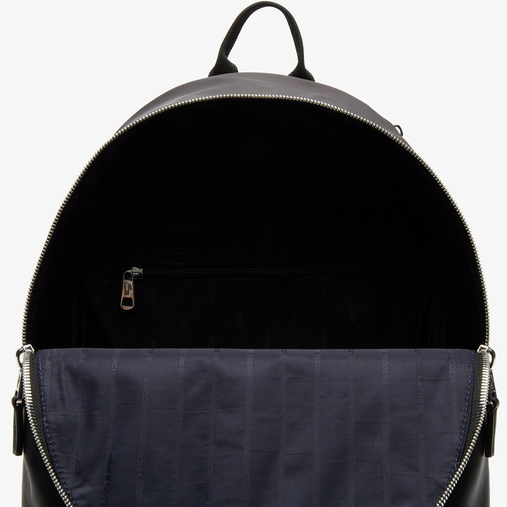 Mens   L.12.12 Signature Leather Zip Backpack | Lacoste Black • 000
