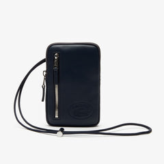 Mens   L.12.12 Neck Strap Leather Mini Flat Bag | Lacoste Dark Sapphire • B88