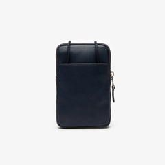 Mens   L.12.12 Neck Strap Leather Mini Flat Bag | Lacoste Dark Sapphire • B88