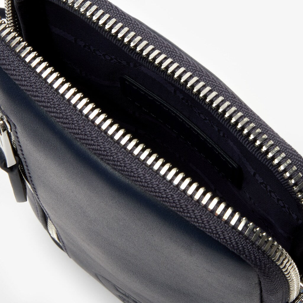 Mens   L.12.12 Neck Strap Leather Mini Flat Bag | Lacoste Dark Sapphire • B88