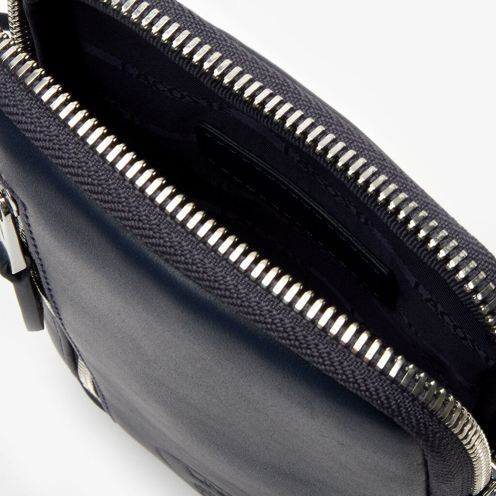 Mens   L.12.12 Neck Strap Leather Mini Flat Bag | Lacoste Dark Sapphire • B88