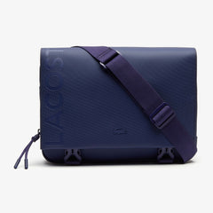 Mens   L.12.12 Clipped Flap Adjustable Shoulder Strap Small Pouch | Lacoste Blue Depths • D55