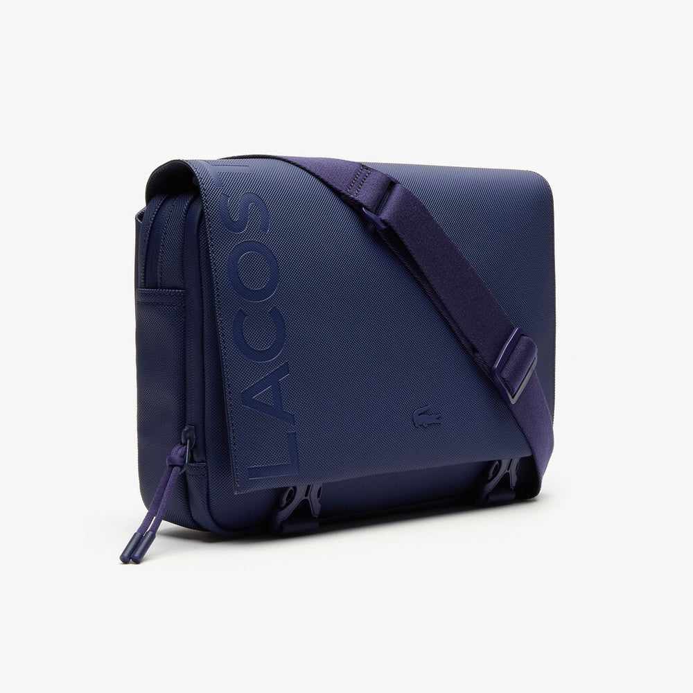 Mens   L.12.12 Clipped Flap Adjustable Shoulder Strap Small Pouch | Lacoste Blue Depths • D55