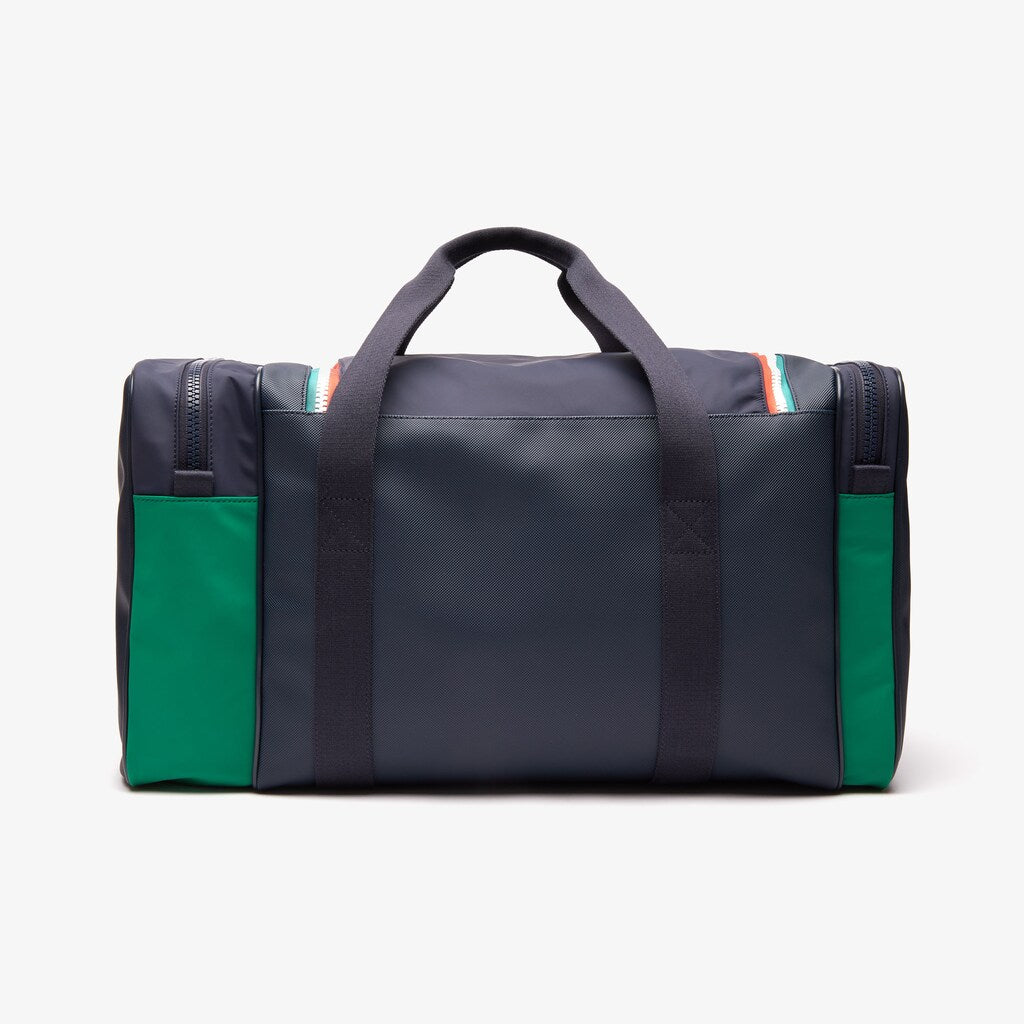 Mens   Roland Garros Two-Tone Nylon Zippered Sports Bag | Lacoste Peacoat Verdant Green Mol • E44