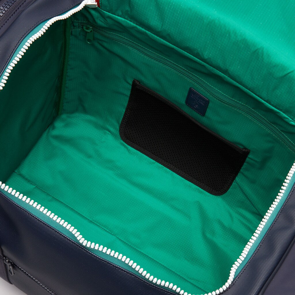 Mens   Roland Garros Two-Tone Nylon Zippered Sports Bag | Lacoste Peacoat Verdant Green Mol • E44
