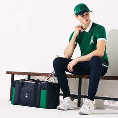 Mens   Roland Garros Two-Tone Nylon Zippered Sports Bag | Lacoste Peacoat Verdant Green Mol • E44