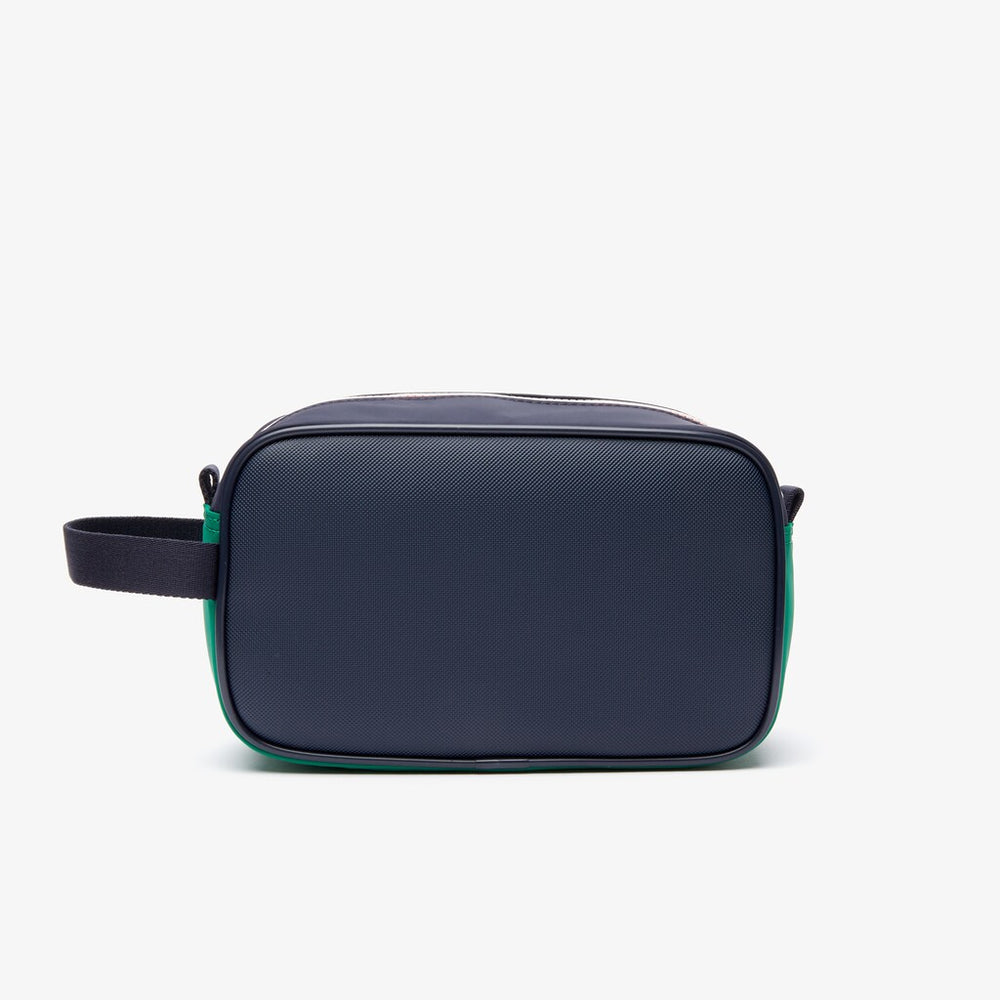 Mens   Roland Garros Nylon Zippered Toiletry Bag | Lacoste Peacoat Verdant Green Mol • E44
