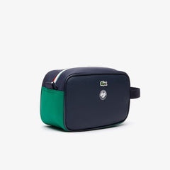Mens   Roland Garros Nylon Zippered Toiletry Bag | Lacoste Peacoat Verdant Green Mol • E44