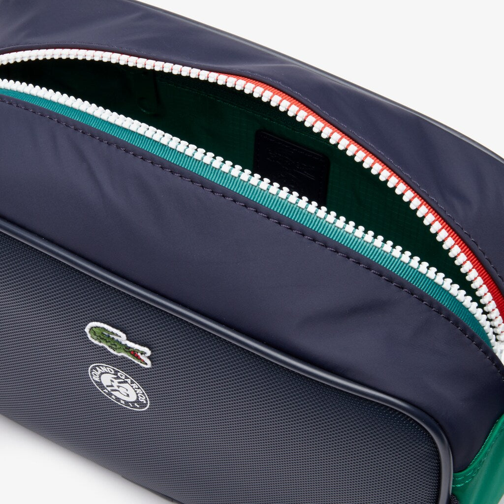 Mens   Roland Garros Nylon Zippered Toiletry Bag | Lacoste Peacoat Verdant Green Mol • E44