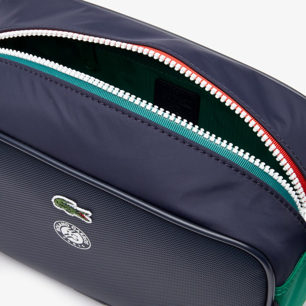 Mens   Roland Garros Nylon Zippered Toiletry Bag | Lacoste Peacoat Verdant Green Mol • E44