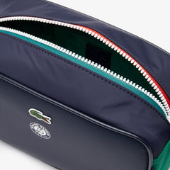 Mens   Roland Garros Nylon Zippered Toiletry Bag | Lacoste Peacoat Verdant Green Mol • E44