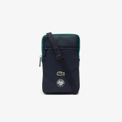 Mens   Roland Garros Adjustable Strap Mini Zip Flat Bag | Lacoste Peacoat Verdant Green Mol • E44