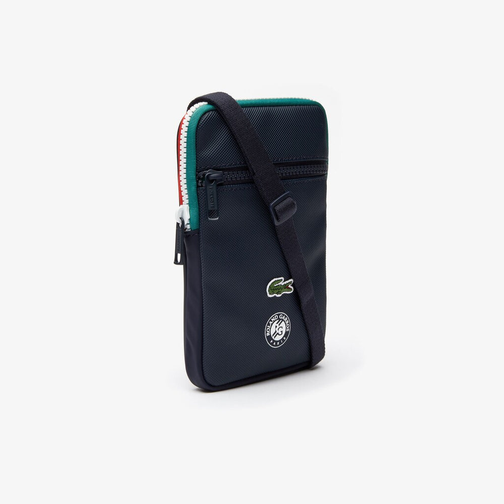 Mens   Roland Garros Adjustable Strap Mini Zip Flat Bag | Lacoste Peacoat Verdant Green Mol • E44