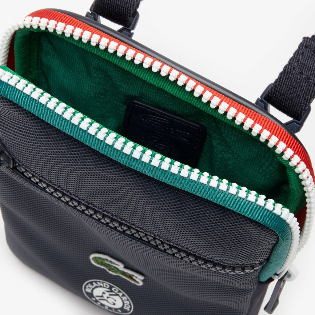 Mens   Roland Garros Adjustable Strap Mini Zip Flat Bag | Lacoste Peacoat Verdant Green Mol • E44