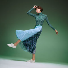 Womens Wo  Fashion Show Asymetrical Printed Skirt | Lacoste Green / Light Blue / Navy Blue / White • Wla