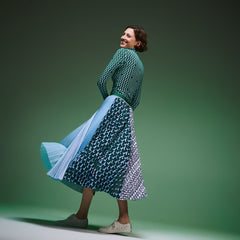 Womens Wo  Fashion Show Asymetrical Printed Skirt | Lacoste Green / Light Blue / Navy Blue / White • Wla