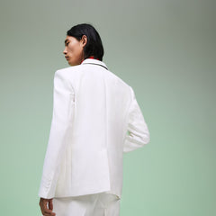 Mens   Fashion Show Solid Blazer with Chest Pocket | Lacoste White • 001