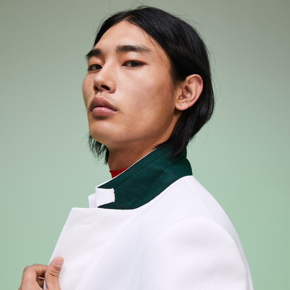 Mens   Fashion Show Solid Blazer with Chest Pocket | Lacoste White • 001