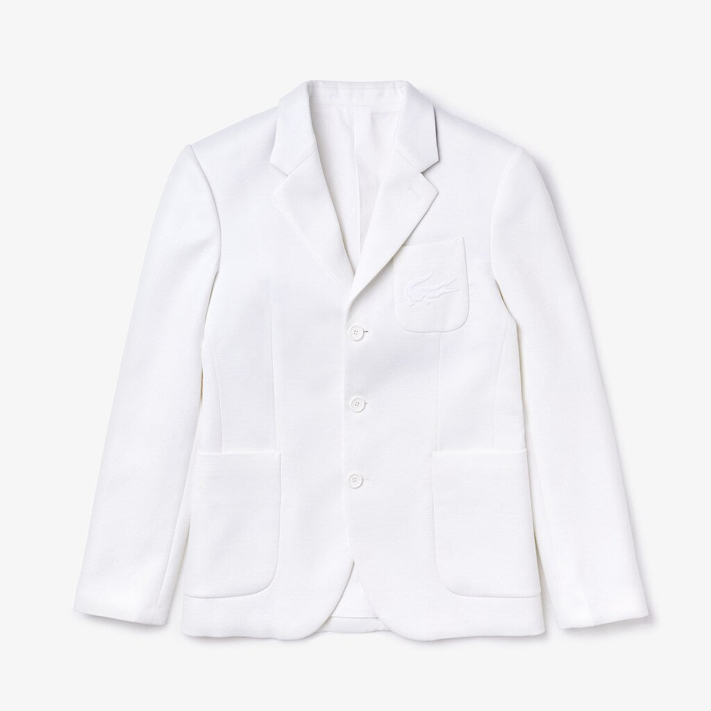 Mens   Fashion Show Solid Blazer with Chest Pocket | Lacoste White • 001