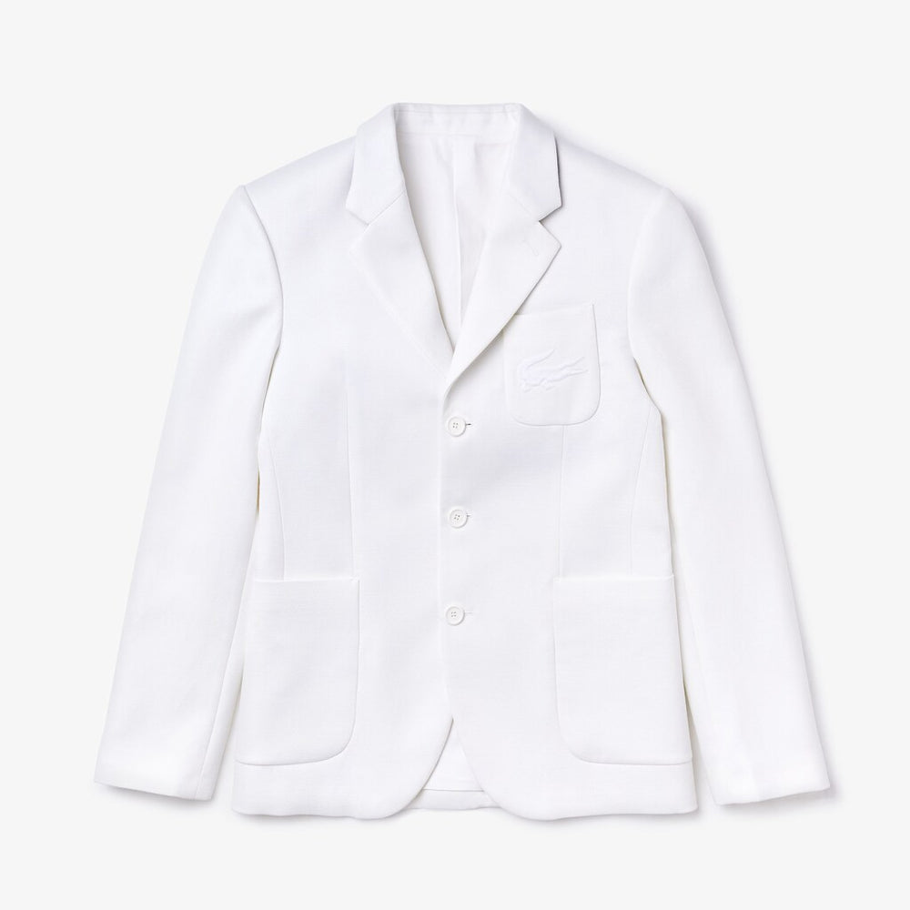 Mens   Fashion Show Solid Blazer with Chest Pocket | Lacoste White • 001