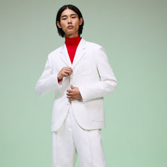Mens   Fashion Show Solid Blazer with Chest Pocket | Lacoste White • 001