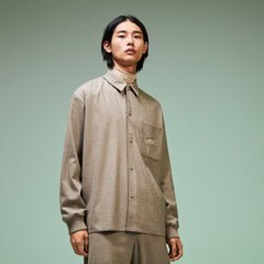 Mens   Fashion Show Solid Wool Shirt with Chest Pocket | Lacoste Light Brown • Yuj