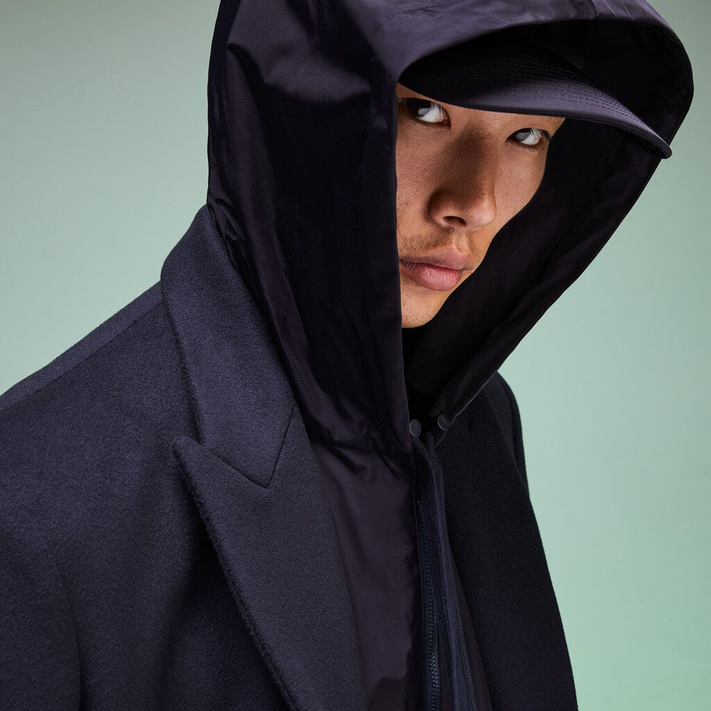 Mens   Fashion Show Double-Breasted Coat | Lacoste Navy Blue • 166