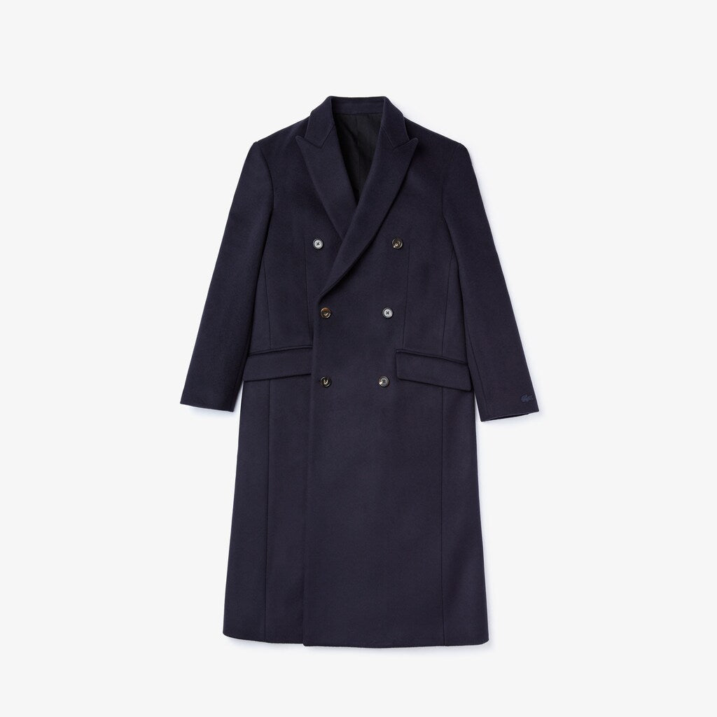 Mens   Fashion Show Double-Breasted Coat | Lacoste Navy Blue • 166