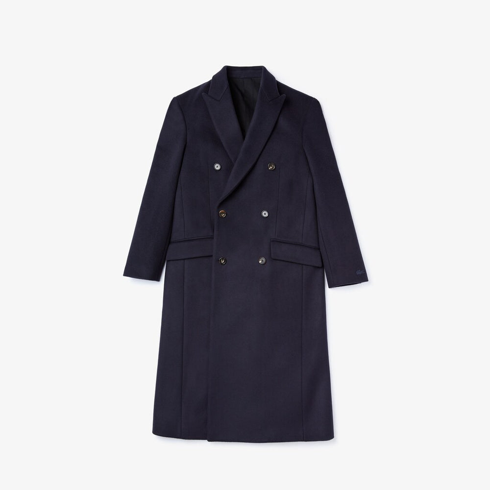 Mens   Fashion Show Double-Breasted Coat | Lacoste Navy Blue • 166