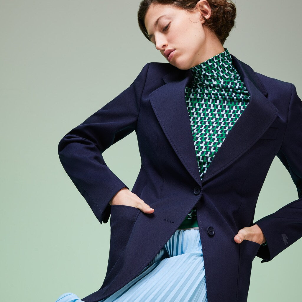 Womens Wo  Fashion Show Solid Wool Blend Blazer | Lacoste Navy Blue • 166