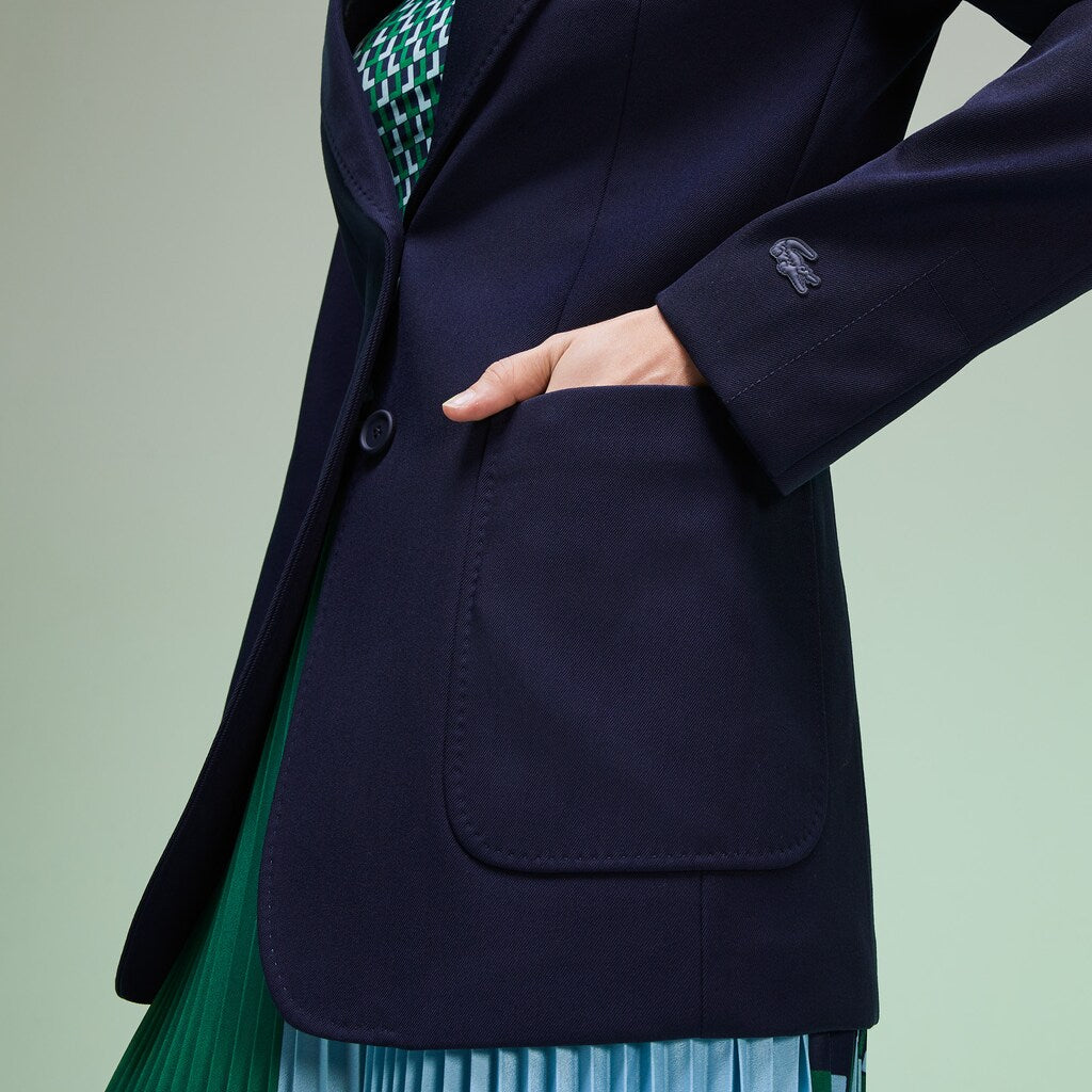 Womens Wo  Fashion Show Solid Wool Blend Blazer | Lacoste Navy Blue • 166
