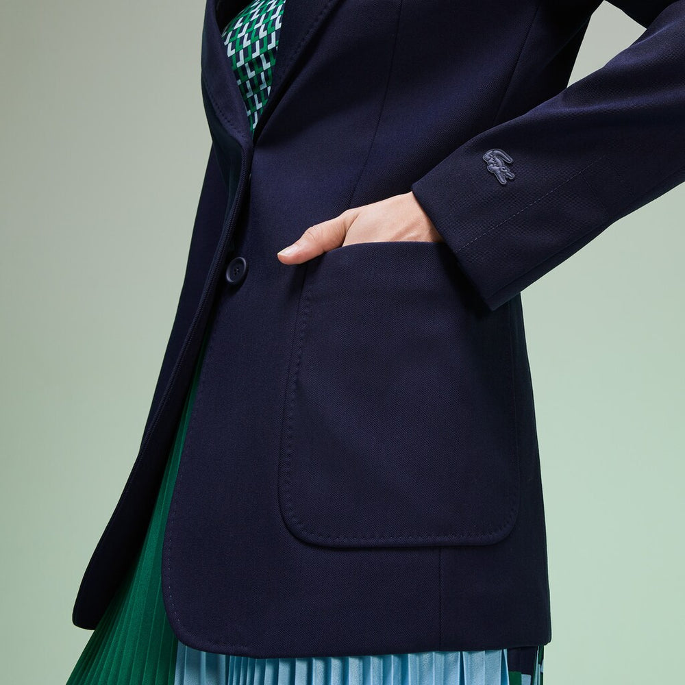 Womens Wo  Fashion Show Solid Wool Blend Blazer | Lacoste Navy Blue • 166