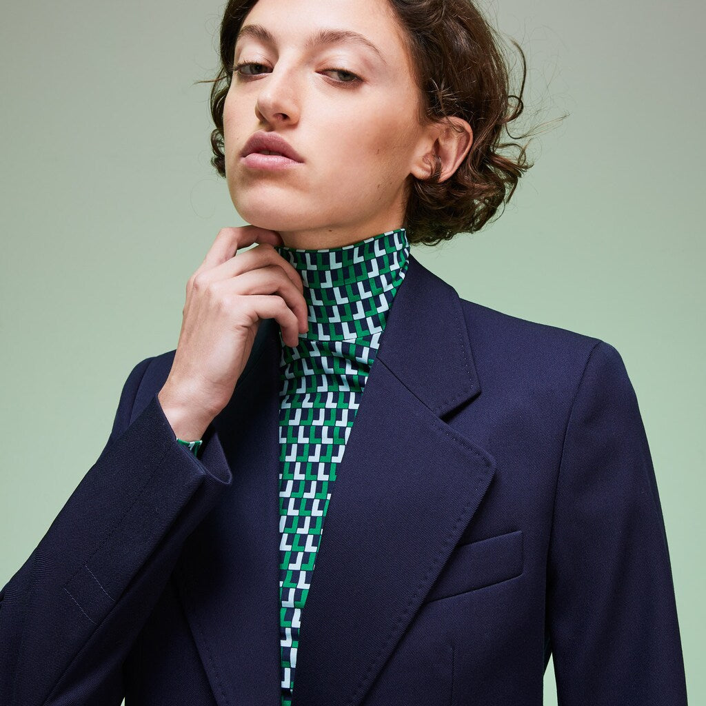 Womens Wo  Fashion Show Solid Wool Blend Blazer | Lacoste Navy Blue • 166