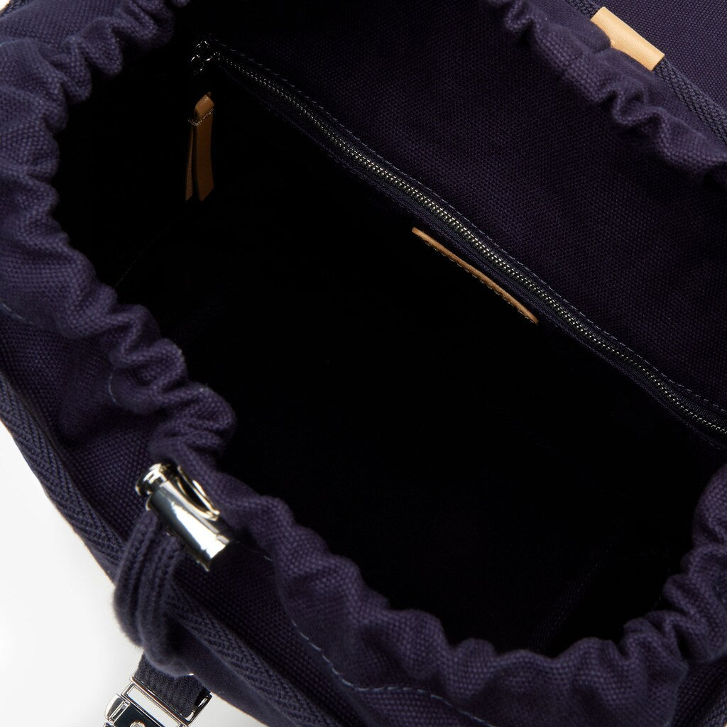 Mens   Leather Finishes Cotton Flap Backpack | Lacoste Peacoat Tan • E75