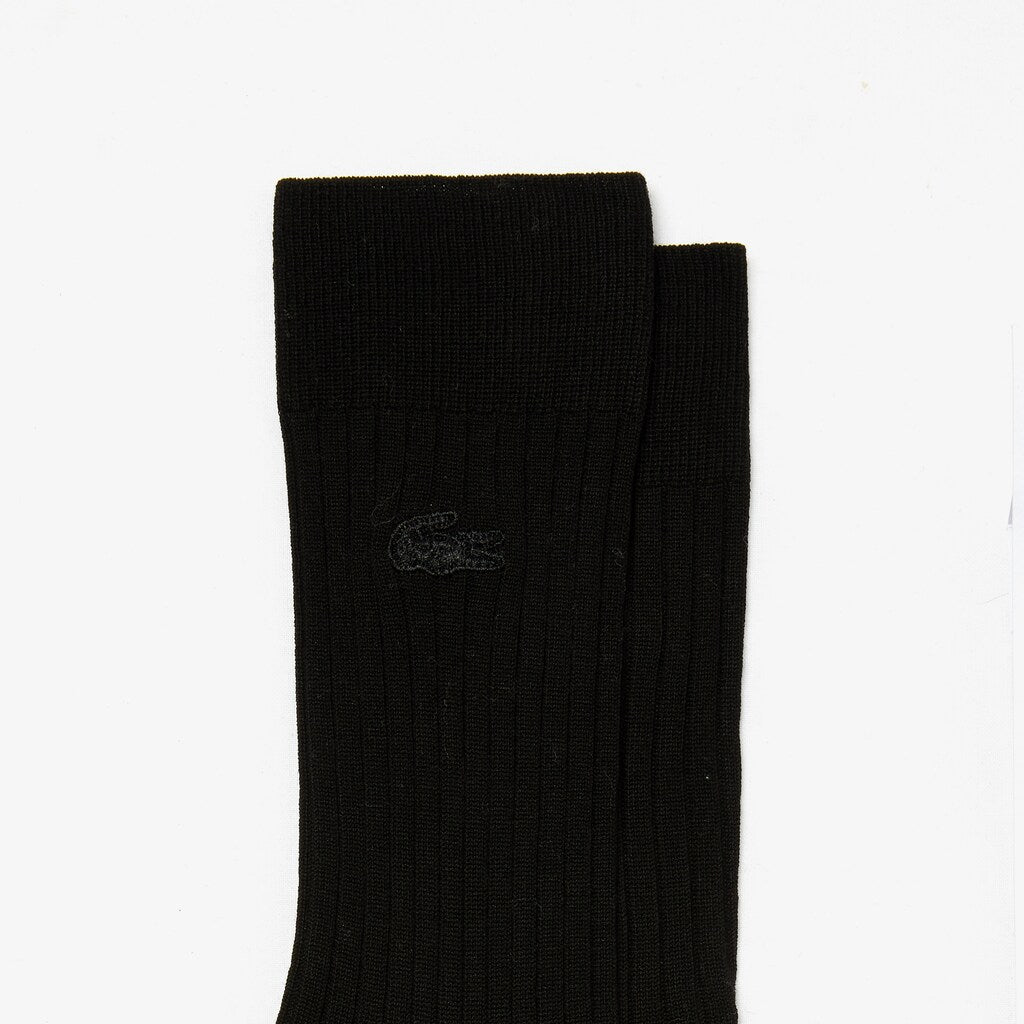 Mens   Ribbed Cotton Blend Socks | Lacoste Black • 031