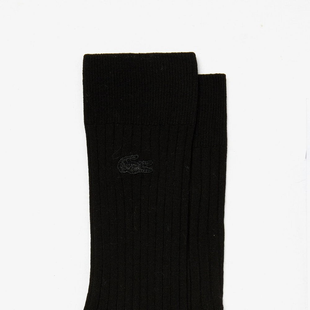 Mens   Ribbed Cotton Blend Socks | Lacoste Black • 031