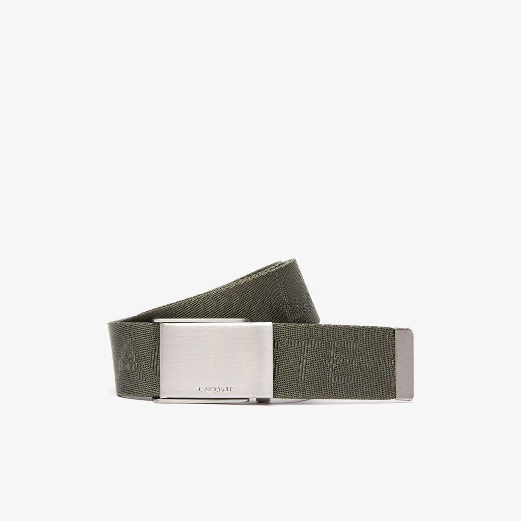 Mens   Lacoste Embossed Woven Belt | Lacoste Thyme • D97