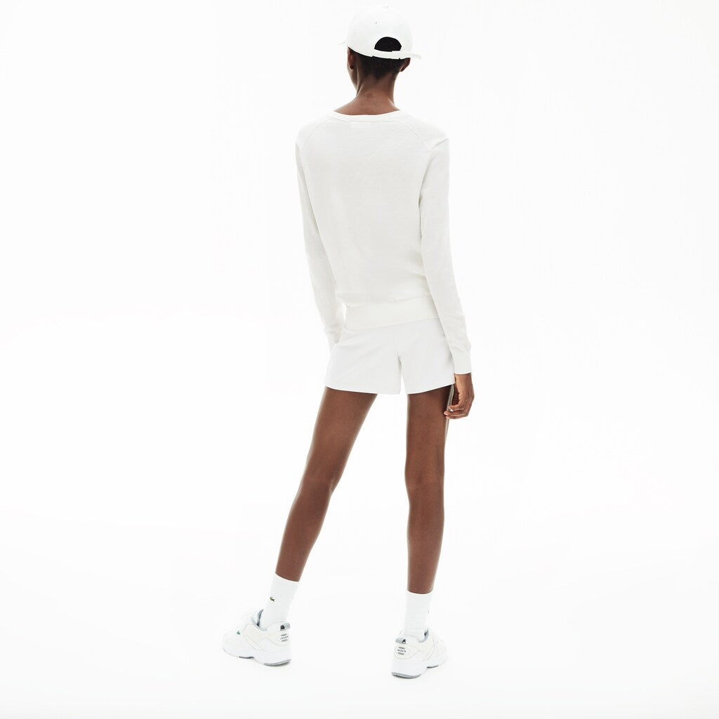 Womens Wo  Solid Cotton V-Neck Sweater | Lacoste White • 70V