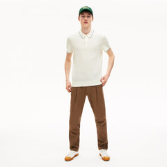 Mens   Cotton-Silk Piqué Polo Shirt | Lacoste White / Black • 8Lp