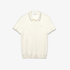 Mens   Cotton-Silk Piqué Polo Shirt | Lacoste White / Black • 8Lp
