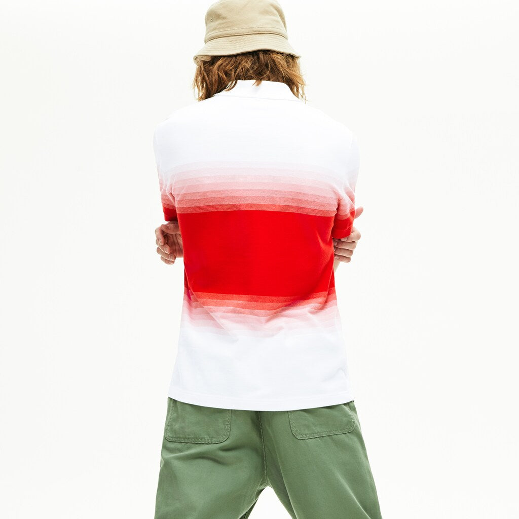 Mens   Made in France Cotton Piqué Regular Fit Polo Shirt | Lacoste White / Red • 76Z