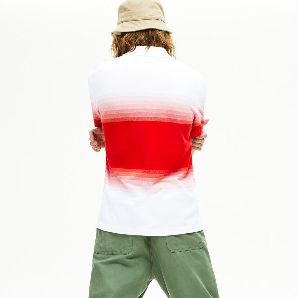 Mens   Made in France Cotton Piqué Regular Fit Polo Shirt | Lacoste White / Red • 76Z